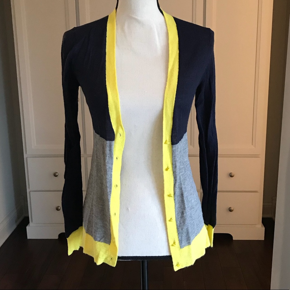 Banana Republic Italian Wool Color Block Cardigan